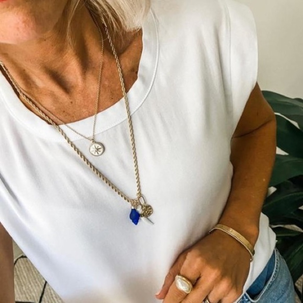 Stella & Dot Beach Long Pull Tie Charm Necklace